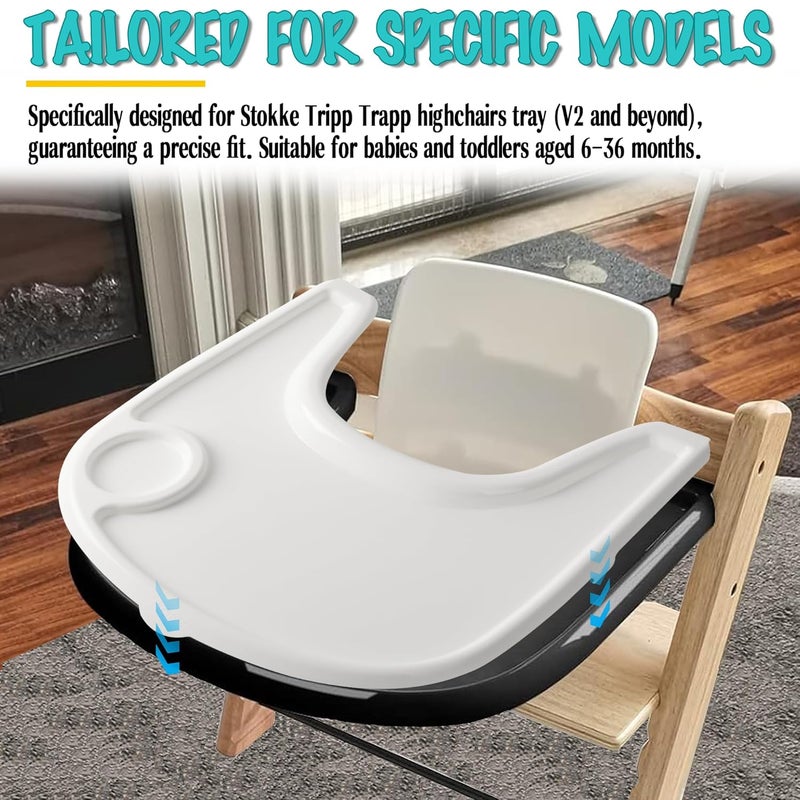 LuQiBabe High Chair Tray Cover Compatible with Stokke Tripp Trapp Chair with Cup Holder - Smooth Surface and Strong Suction - Made with Food-Safe Plastic (BPA BPS BPF Lead Phthalate Free) - White - Image 4